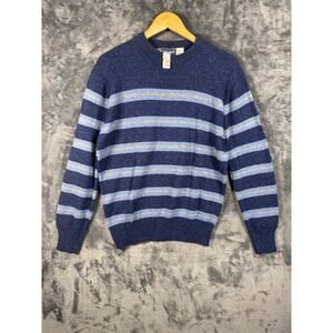 NOS NWT VTG 80s Tricot St. George Wool Blend Crocodile Crewneck Sweater LRG BLUE